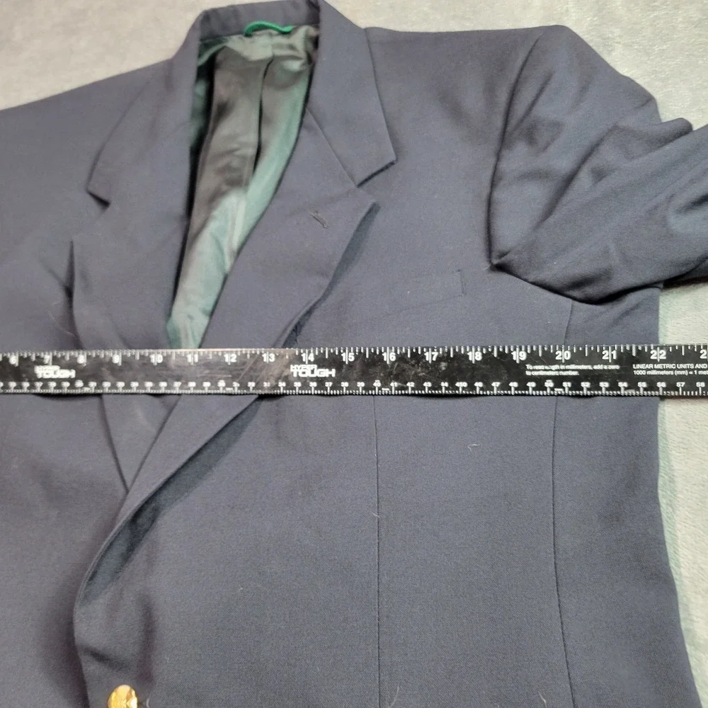 Austin‎ Reed Mens Navy Blue Pure Virgin Wool Blazer Gold Crest Buttons Dillard's